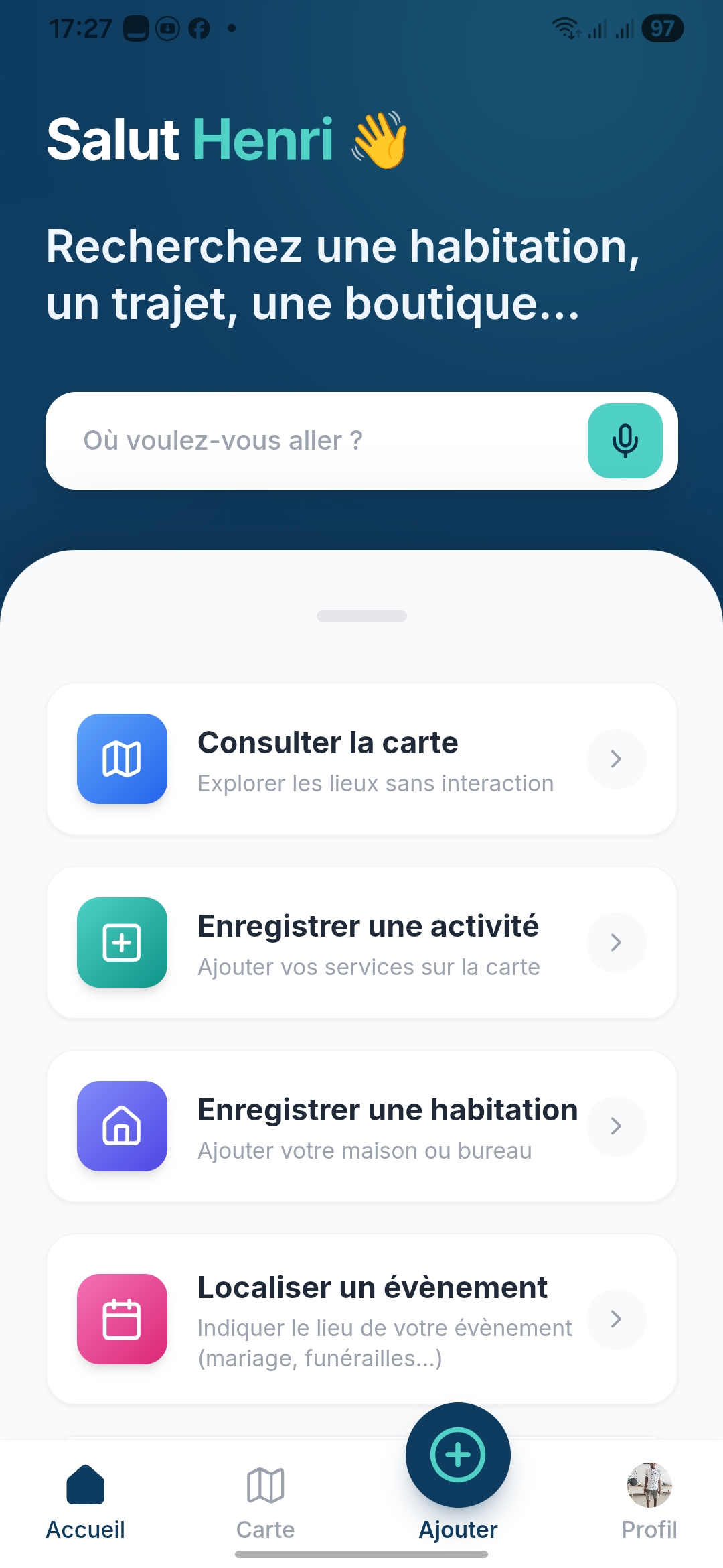 Écran Accueil WERE Connect
